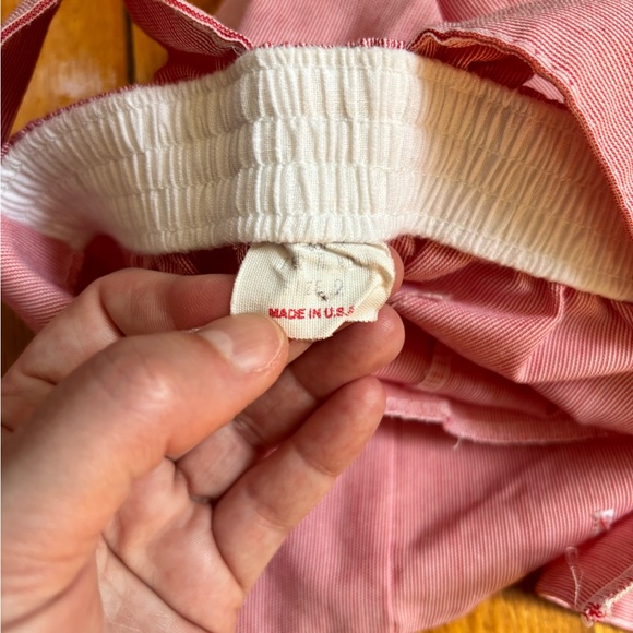 Vintage Red & White Striped Polyester/Cotton Overalls - Picture 6 of 11